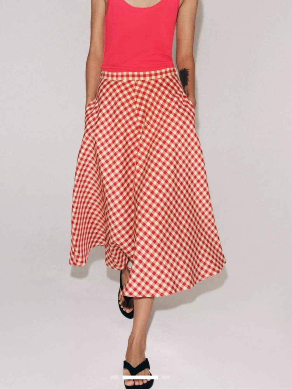 Zara Red Gingham A-Line Skirt. Size M. - Picture 6 of 6